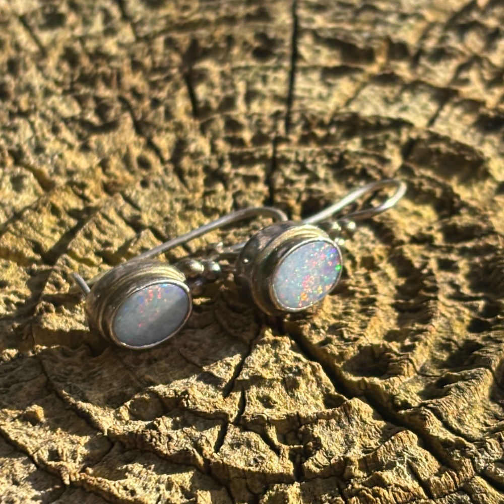 Silver Purple Opal Earrings